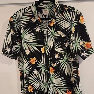 Vans Black Tropical Palm & Orange Floral Button-Up Shirt